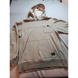 Billabong Surfplus Textured Hoodie Pullover Sherpa Lined Tan M Y2K Grunge